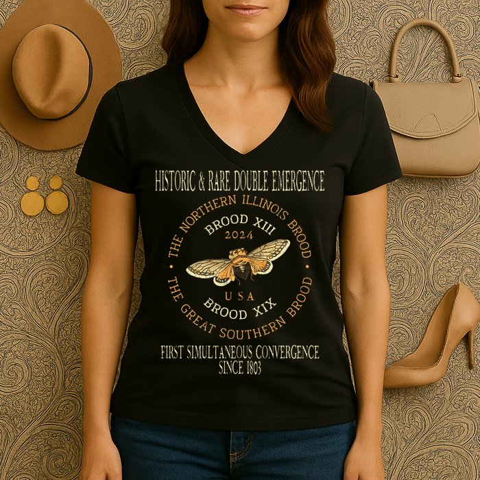 Cicada 2024 Event Brood Xix & Xiii Emergence Women's V-Neck T-Shirt