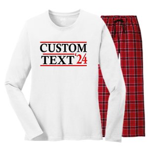 Custom 2024 Political Election Personalize Name Women's Long Sleeve Flannel Pajama Set 