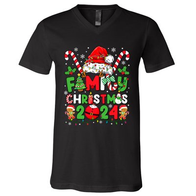 Christmas 2024 Family Matching Outfits Team Santa Elf Squad V-Neck T-Shirt