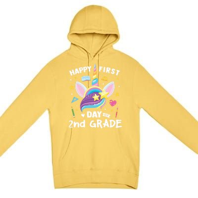 Cute 2Nd Grade Unicorn Happy First Day Of School Gift Premium Pullover Hoodie