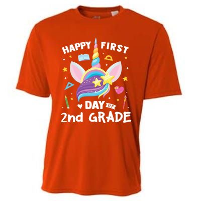 Cute 2Nd Grade Unicorn Happy First Day Of School Gift Cooling Performance Crew T-Shirt