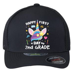 Cute 2Nd Grade Unicorn Happy First Day Of School Gift Flexfit Unipanel Trucker Cap