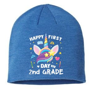 Cute 2Nd Grade Unicorn Happy First Day Of School Gift Sustainable Beanie