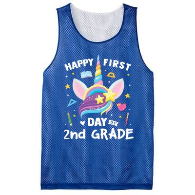 Cute 2Nd Grade Unicorn Happy First Day Of School Gift Mesh Reversible Basketball Jersey Tank