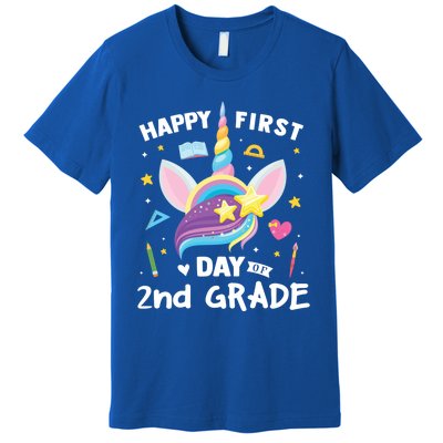 Cute 2Nd Grade Unicorn Happy First Day Of School Gift Premium T-Shirt