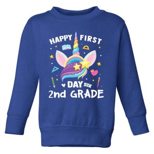 Cute 2Nd Grade Unicorn Happy First Day Of School Gift Toddler Sweatshirt