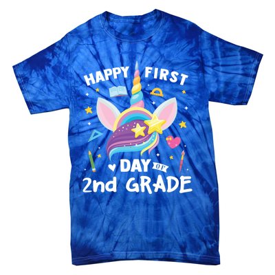 Cute 2Nd Grade Unicorn Happy First Day Of School Gift Tie-Dye T-Shirt