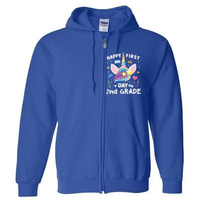 Cute 2Nd Grade Unicorn Happy First Day Of School Gift Full Zip Hoodie