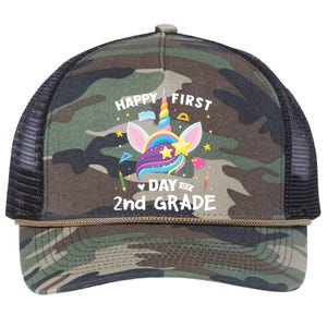 Cute 2Nd Grade Unicorn Happy First Day Of School Gift Retro Rope Trucker Hat Cap