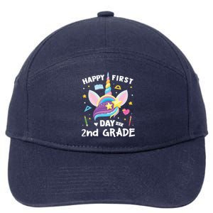 Cute 2Nd Grade Unicorn Happy First Day Of School Gift 7-Panel Snapback Hat