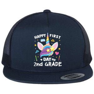 Cute 2Nd Grade Unicorn Happy First Day Of School Gift Flat Bill Trucker Hat