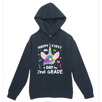 Cute 2Nd Grade Unicorn Happy First Day Of School Gift Urban Pullover Hoodie