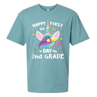 Cute 2Nd Grade Unicorn Happy First Day Of School Gift Sueded Cloud Jersey T-Shirt