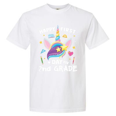 Cute 2Nd Grade Unicorn Happy First Day Of School Gift Garment-Dyed Heavyweight T-Shirt