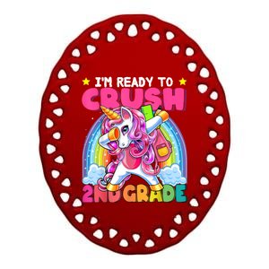 Crush 2nd Grade Dabbing Unicorn Back To School Girl Gift Ceramic Oval Ornament