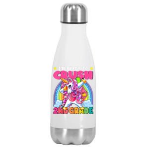 Crush 2nd Grade Dabbing Unicorn Back To School Girl Gift Stainless Steel Insulated Water Bottle