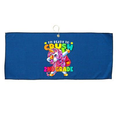 Crush 2nd Grade Dabbing Unicorn Back To School Girl Gift Large Microfiber Waffle Golf Towel