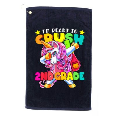 Crush 2nd Grade Dabbing Unicorn Back To School Girl Gift Platinum Collection Golf Towel