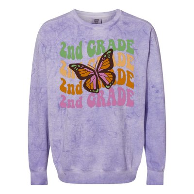 Cute 2nd Grade Butterfly Colorblast Crewneck Sweatshirt