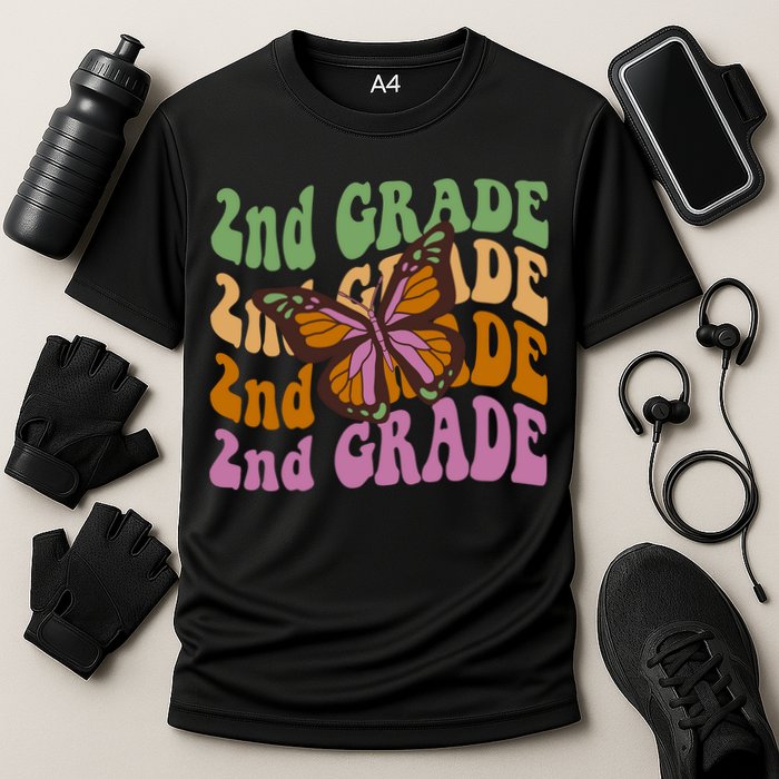 Cute 2nd Grade Butterfly Cooling Performance Crew T-Shirt