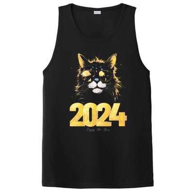 Cat  2024 Happy New Year New Years Eve Party Matching PosiCharge Competitor Tank