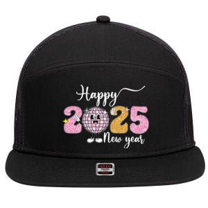 Celebration 2025 Happy New Year 2025 Party Family Matching 7 Panel Mesh Trucker Snapback Hat