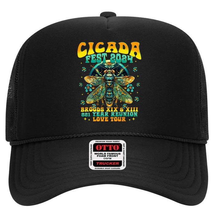 Cicada 2024 Insect Cicada Lover High Crown Mesh Back Trucker Hat