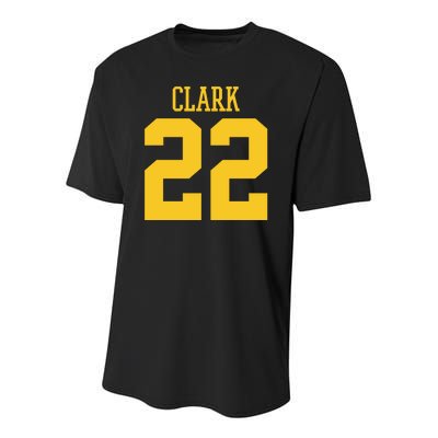 Clark 22 Iowa Basketball Youth Performance Sprint T-Shirt