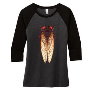 Cicada 2024 Invasion Emergence Swarm Brood Xiii Xix Women's Tri-Blend 3/4-Sleeve Raglan Shirt