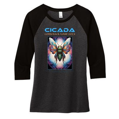 Cicada 2024 Invasion Double Emergence Women's Tri-Blend 3/4-Sleeve Raglan Shirt