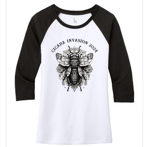 Cicada 2024 Invasion Double Emergence Women's Tri-Blend 3/4-Sleeve Raglan Shirt