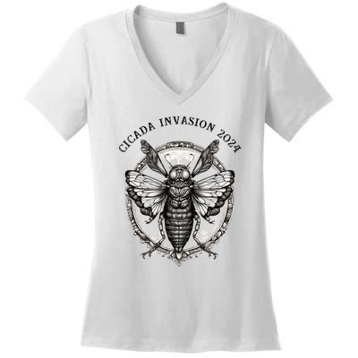 Cicada 2024 Invasion Double Emergence Women's V-Neck T-Shirt