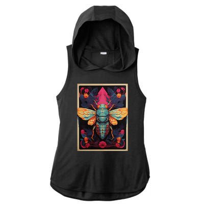 Cicada 2024 Invasion Double Emergence Ladies PosiCharge Tri-Blend Wicking Draft Hoodie Tank