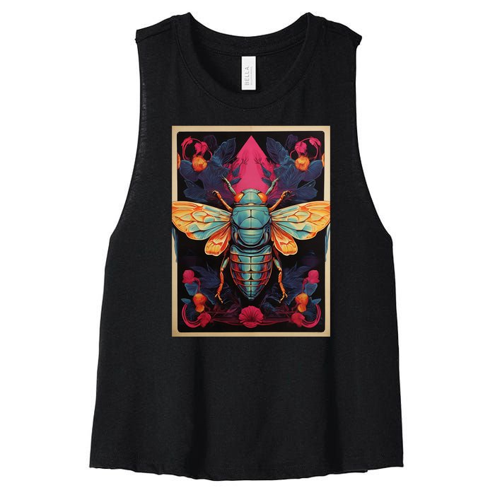 Cicada 2024 Invasion Double Emergence Women's Racerback Cropped Tank