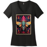 Cicada 2024 Invasion Double Emergence Women's V-Neck T-Shirt