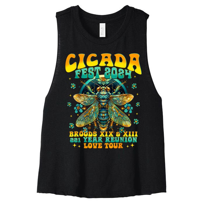 Cicada 2024 Insect Broods Xix And Xiii Cicada Lover Women's Racerback Cropped Tank