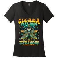 Cicada 2024 Insect Broods Xix And Xiii Cicada Lover Women's V-Neck T-Shirt