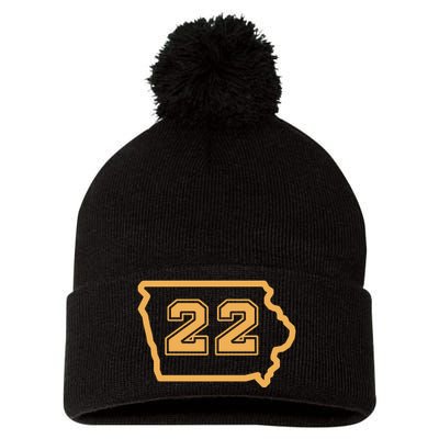 Clark 22 Jersey Championship Basketball Iowa Pom Pom 12in Knit Beanie