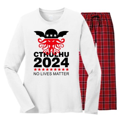 Cthulhu 2024 No Lives Matter Women's Long Sleeve Flannel Pajama Set 