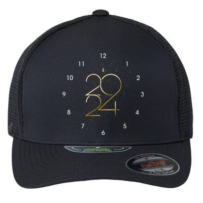 Clock 2024 New Years Eve Party Supplies 2024 Happy New Year Flexfit Unipanel Trucker Cap