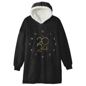 Clock 2024 New Years Eve Party Supplies 2024 Happy New Year Hooded Wearable Blanket