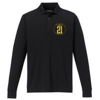 Clemente 21 Pittsburgh Performance Long Sleeve Polo