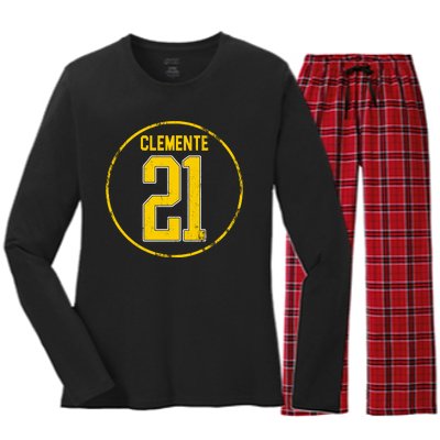 Clemente 21 Pittsburgh Women's Long Sleeve Flannel Pajama Set 