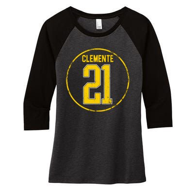 Clemente 21 Pittsburgh Women's Tri-Blend 3/4-Sleeve Raglan Shirt