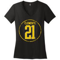 Clemente 21 Pittsburgh Women's V-Neck T-Shirt