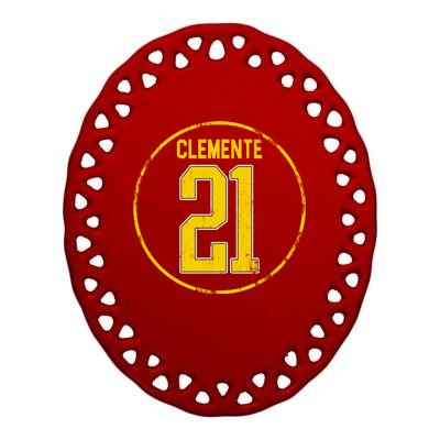 Clemente 21 Pittsburgh Ceramic Oval Ornament