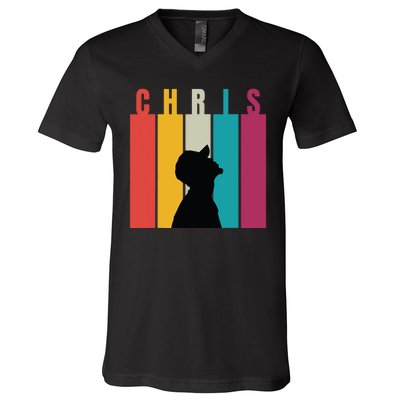 Chris 2024 Retro First Name V-Neck T-Shirt