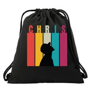 Chris 2024 Retro First Name Drawstring Bag