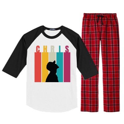 Chris 2024 Retro First Name Raglan Sleeve Pajama Set