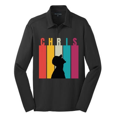 Chris 2024 Retro First Name Silk Touch Performance Long Sleeve Polo